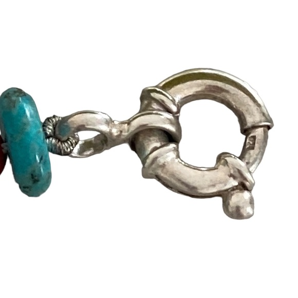 Chunky real Pearl bracelet 925 Sterling silver large clasp turquoise, coral bead - Picture 5 of 9